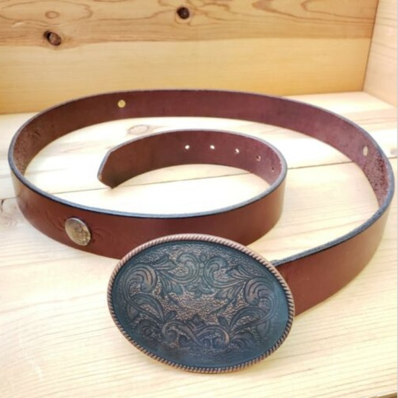 Other - Vtg 54" Buffalo Indian Head Nickel Leather Belt 48